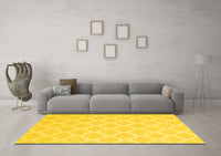 Machine Washable Trellis Yellow Modern Rug, wshcon2271yw