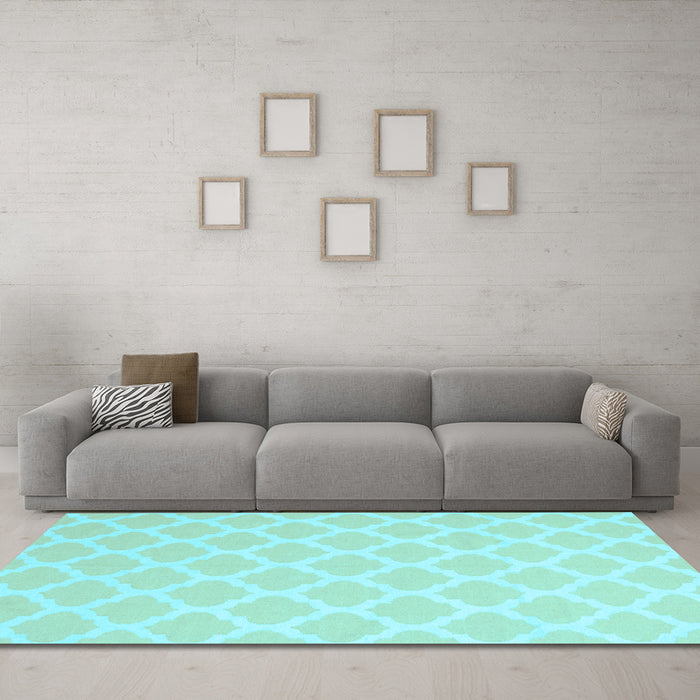 Machine Washable Trellis Light Blue Modern Rug in a Living Room, wshcon2271lblu