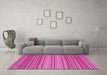 Machine Washable Oriental Pink Traditional Rug in a Living Room, wshcon2272pnk