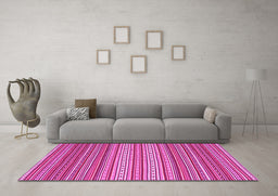 Machine Washable Oriental Pink Traditional Rug in a Living Room, wshcon2272pnk