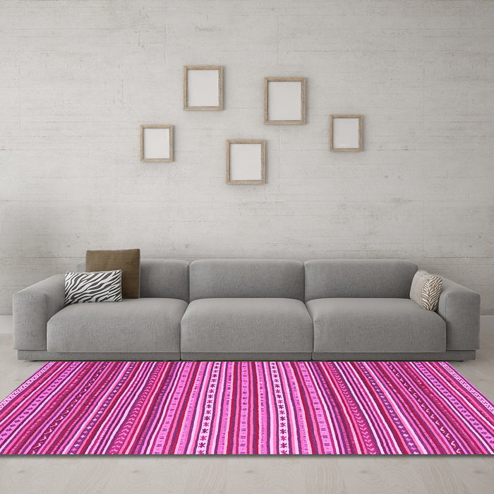 Machine Washable Oriental Pink Traditional Rug in a Living Room, wshcon2272pnk