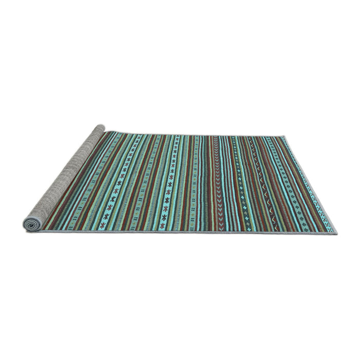 Sideview of Machine Washable Oriental Light Blue Traditional Rug, wshcon2272lblu