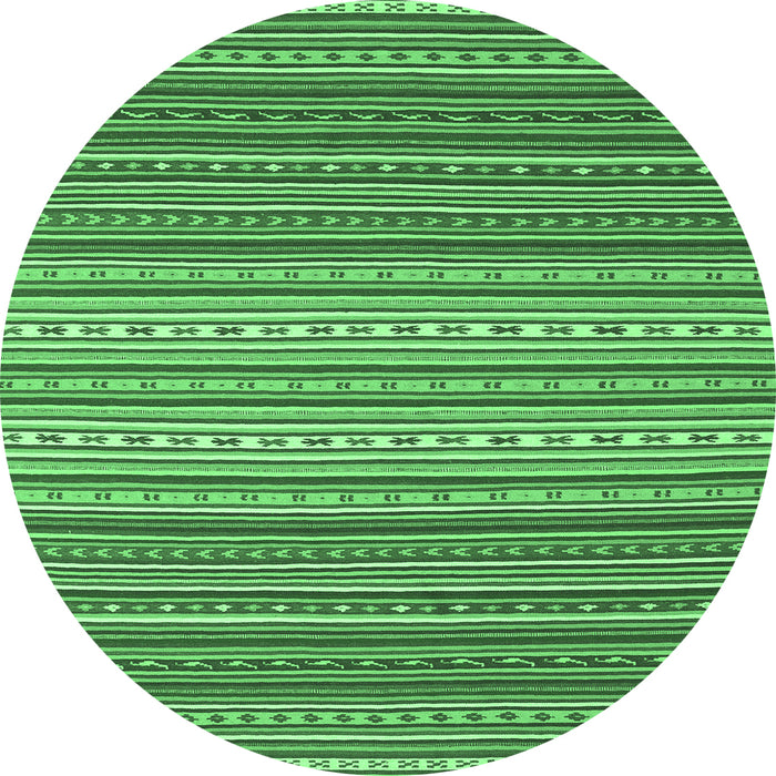 Round Machine Washable Oriental Emerald Green Traditional Area Rugs, wshcon2272emgrn