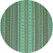 Round Oriental Turquoise Traditional Rug, con2272turq