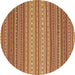 Round Oriental Brown Traditional Rug, con2272brn