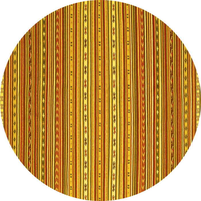 Round Oriental Yellow Traditional Rug, con2272yw