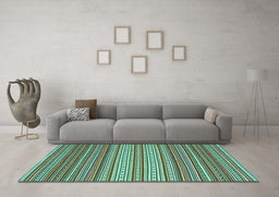 Machine Washable Oriental Turquoise Traditional Area Rugs in a Living Room,, wshcon2272turq
