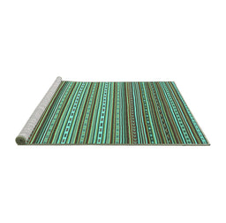 Sideview of Machine Washable Oriental Turquoise Traditional Area Rugs, wshcon2272turq