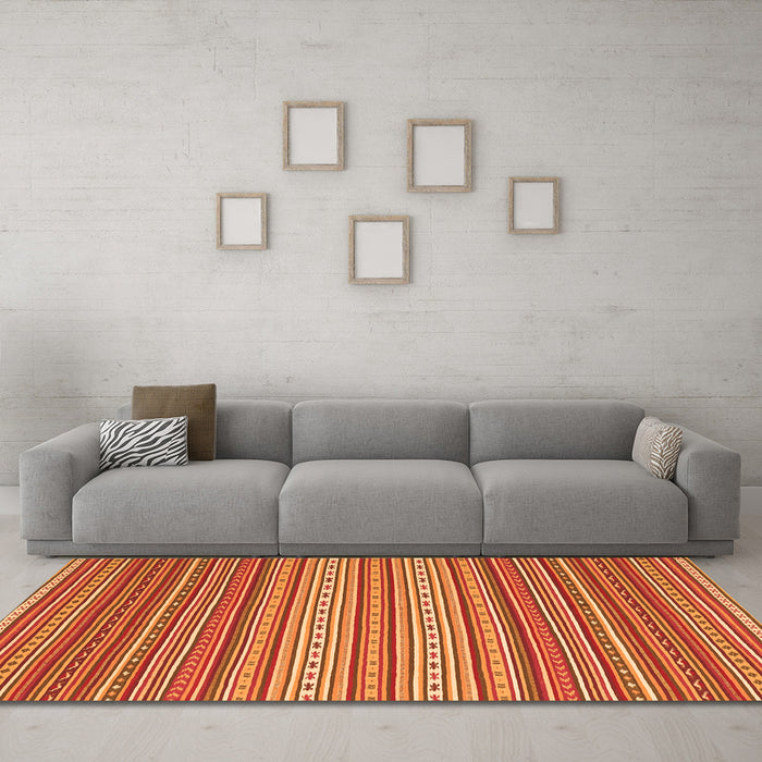 Machine Washable Oriental Orange Traditional Area Rugs in a Living Room, wshcon2272org