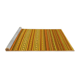 Sideview of Machine Washable Oriental Yellow Traditional Rug, wshcon2272yw