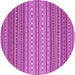 Round Oriental Purple Traditional Rug, con2272pur