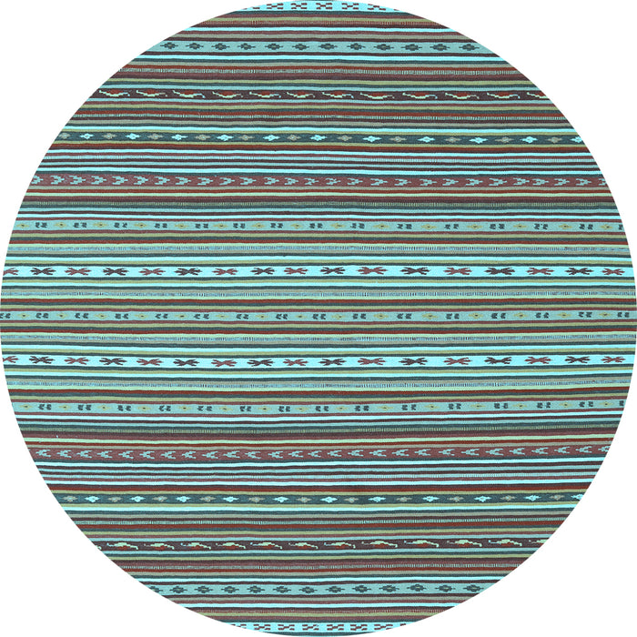 Round Oriental Light Blue Traditional Rug, con2272lblu