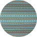 Round Oriental Light Blue Traditional Rug, con2272lblu