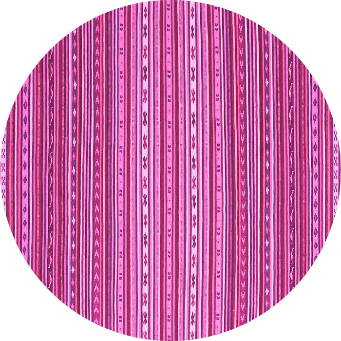 Round Machine Washable Oriental Pink Traditional Rug, wshcon2272pnk