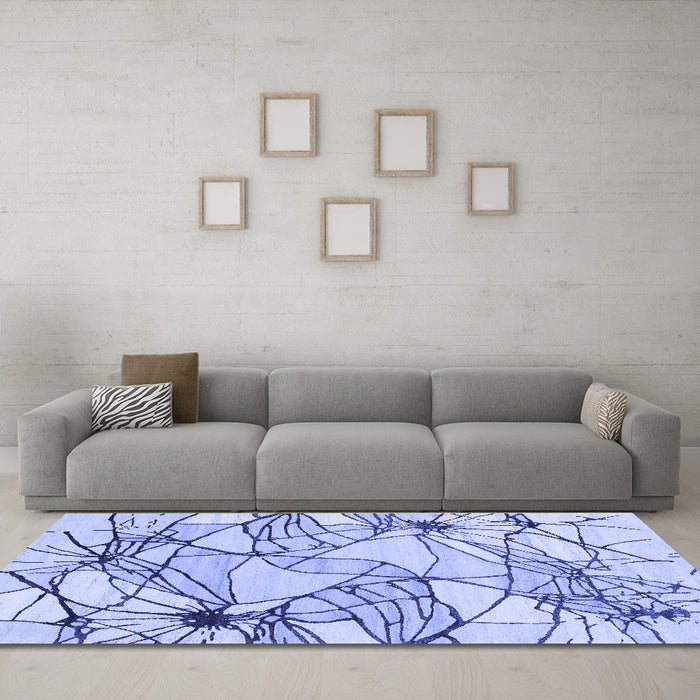 Machine Washable Abstract Blue Contemporary Rug in a Living Room, wshcon2273blu