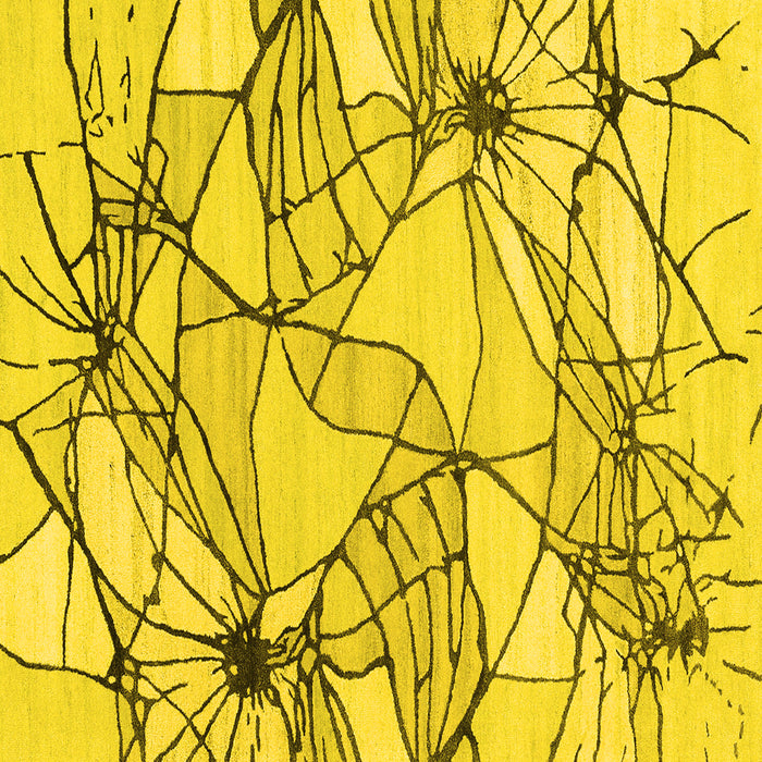 Square Machine Washable Abstract Yellow Contemporary Rug, wshcon2273yw