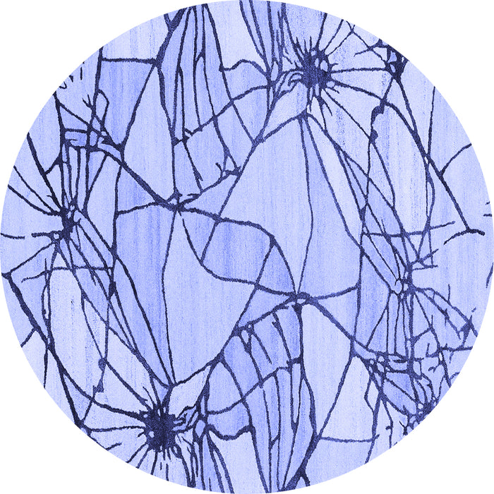 Round Abstract Blue Contemporary Rug, con2273blu
