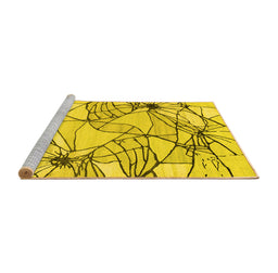 Sideview of Machine Washable Abstract Yellow Contemporary Rug, wshcon2273yw