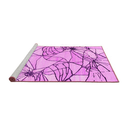 Sideview of Machine Washable Abstract Pink Contemporary Rug, wshcon2273pnk