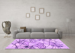 Machine Washable Abstract Purple Contemporary Area Rugs in a Living Room, wshcon2273pur