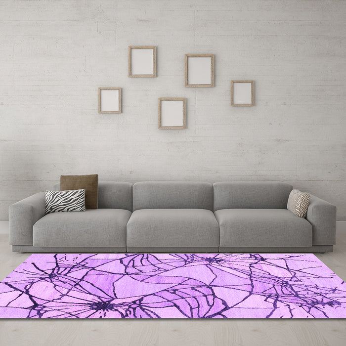 Machine Washable Abstract Purple Contemporary Area Rugs in a Living Room, wshcon2273pur