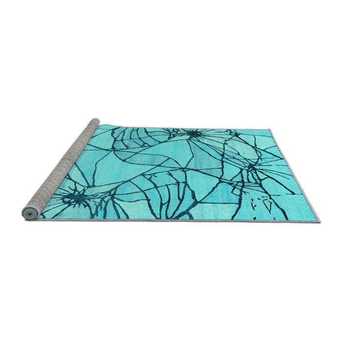 Sideview of Machine Washable Abstract Light Blue Contemporary Rug, wshcon2273lblu