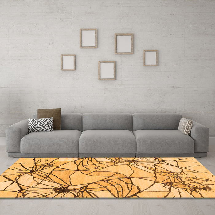 Machine Washable Abstract Orange Contemporary Area Rugs in a Living Room, wshcon2273org