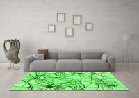 Machine Washable Abstract Green Contemporary Rug, wshcon2273grn