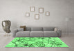 Machine Washable Abstract Emerald Green Contemporary Area Rugs in a Living Room,, wshcon2273emgrn