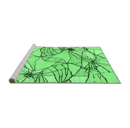 Sideview of Machine Washable Abstract Emerald Green Contemporary Area Rugs, wshcon2273emgrn