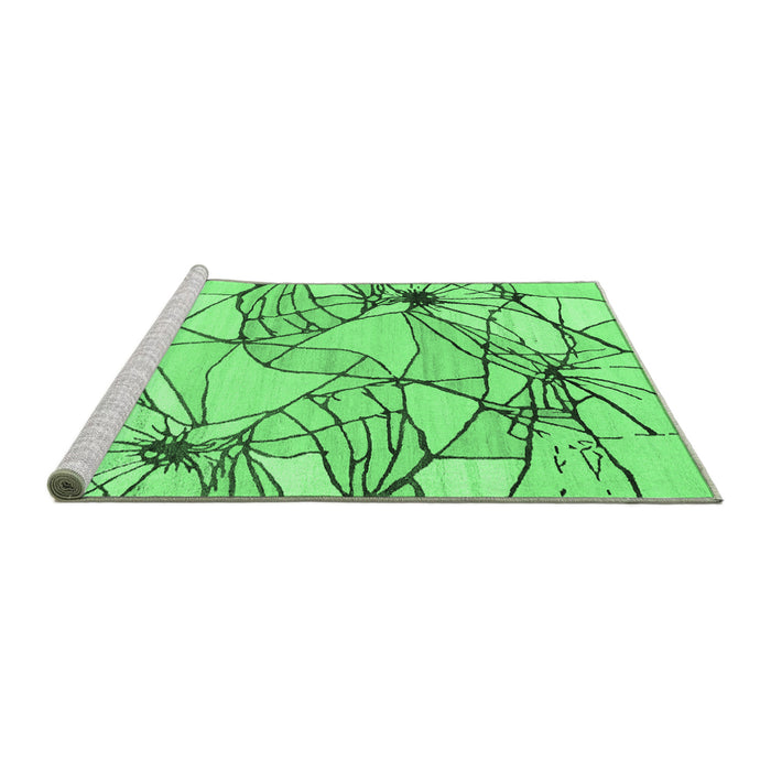 Sideview of Machine Washable Abstract Emerald Green Contemporary Area Rugs, wshcon2273emgrn