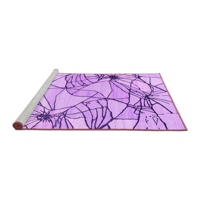 Sideview of Machine Washable Abstract Purple Contemporary Area Rugs, wshcon2273pur