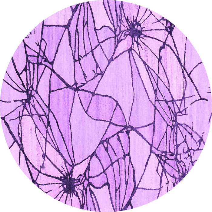 Round Abstract Purple Contemporary Rug, con2273pur