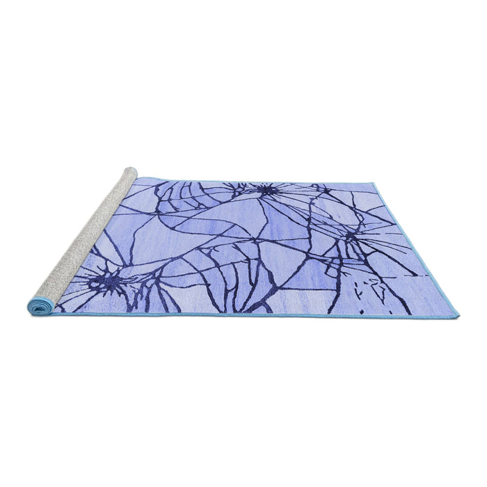 Sideview of Machine Washable Abstract Blue Contemporary Rug, wshcon2273blu