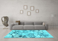 Machine Washable Abstract Light Blue Contemporary Rug, wshcon2273lblu