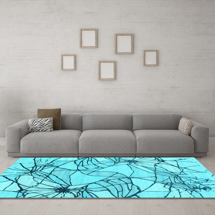 Machine Washable Abstract Light Blue Contemporary Rug in a Living Room, wshcon2273lblu