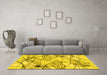 Machine Washable Abstract Yellow Contemporary Rug in a Living Room, wshcon2273yw