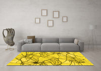 Machine Washable Abstract Yellow Contemporary Rug, wshcon2273yw