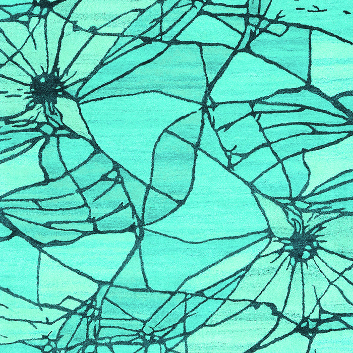 Machine Washable Abstract Turquoise Contemporary Area Rugs, wshcon2273turq