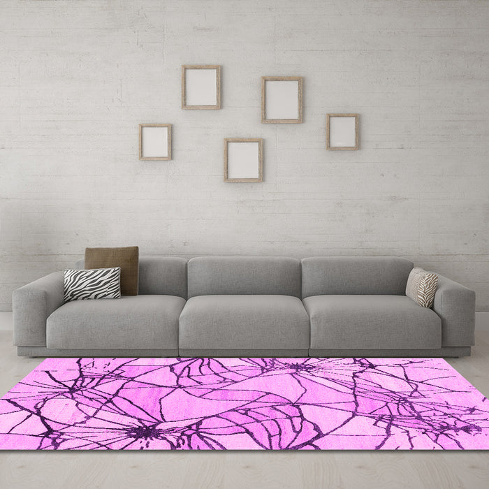 Machine Washable Abstract Pink Contemporary Rug in a Living Room, wshcon2273pnk