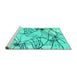 Sideview of Machine Washable Abstract Turquoise Contemporary Area Rugs, wshcon2273turq