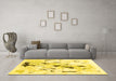 Machine Washable Solid Yellow Modern Rug in a Living Room, wshcon2274yw