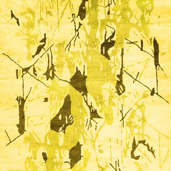 Machine Washable Solid Yellow Modern Rug, wshcon2274yw