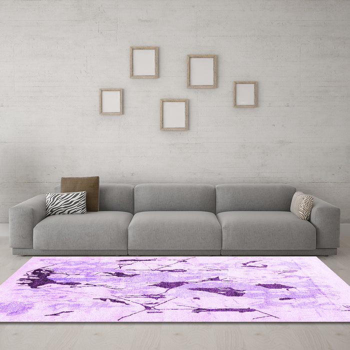 Machine Washable Solid Purple Modern Area Rugs in a Living Room, wshcon2274pur