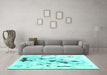 Machine Washable Solid Turquoise Modern Area Rugs in a Living Room,, wshcon2274turq