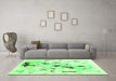 Machine Washable Solid Green Modern Area Rugs in a Living Room,, wshcon2274grn