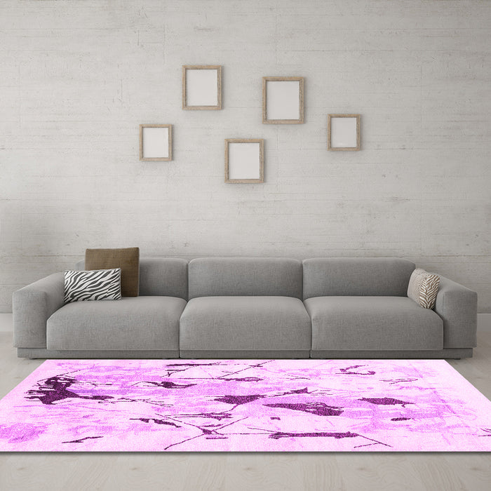 Machine Washable Solid Pink Modern Rug in a Living Room, wshcon2274pnk