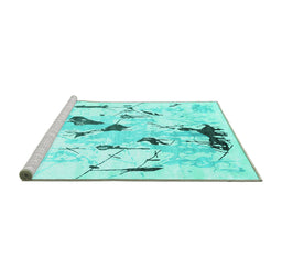 Sideview of Machine Washable Solid Turquoise Modern Area Rugs, wshcon2274turq