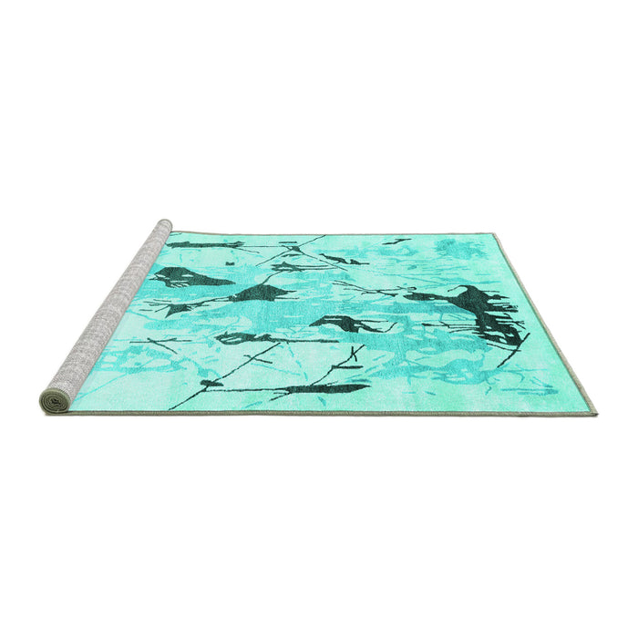 Sideview of Machine Washable Solid Turquoise Modern Area Rugs, wshcon2274turq