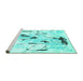 Sideview of Machine Washable Solid Turquoise Modern Area Rugs, wshcon2274turq